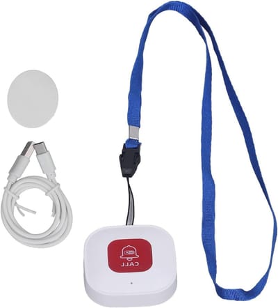 Noodoproep Knop - Zorg Alarm - Veiligheid Thuis - Draadloze WiFi - Tot 10m Bereik - Wit
