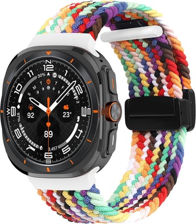 By Qubix - smartwatch bandje - Compatible Samsung bandje - Braided band met D-buckle sluiting - Multicolor Summer - Geschikt voor Samsung Galaxy Watch Ultra / Ultra 2 - 47mm