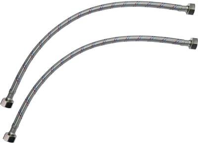 Allecto - Flexibele Aansluitleiding Set van 2 - 400mm - 1/2" Female/Female - Ideaal voor Sanitair - Keuken en Badkamer - Hoogwaardige Rubber Slan