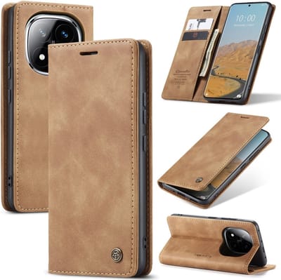 CaseMe Hoesje - Geschikt voor Xiaomi Redmi Note 14 Pro 5G / Pro+ / Poco X7 Hoesje - CaseMe 013 Book Case - Bruin