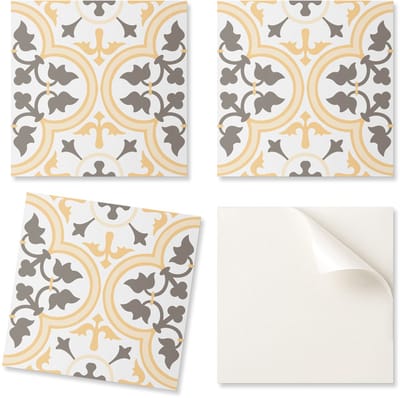 Decoratieve vinyltegels met afbeeldingen voor keuken of badkamer, plantenpatroon op de achtergrond, 20x20x20 cm