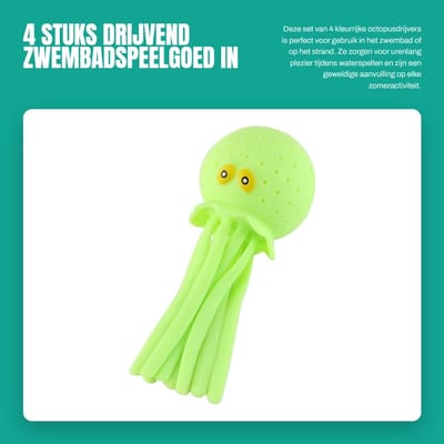 Dailygoods- Zwembadspeelgoed 4 Stuks - Drijvende Octopus - Waterballonnen - Zacht Materiaal - Flexibel en Schokbestendig - Geschikt voor Feestjes