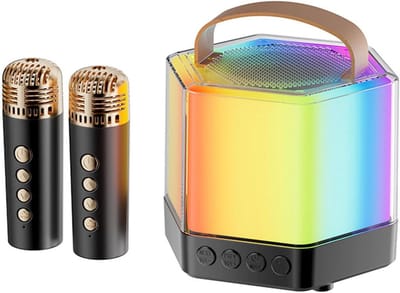 Karaoke Set - Microfoon Luidspreker - Feest Muziek - Met Sfeerverlichting - 10.4 x 8.6 cm
