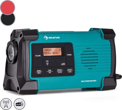 Auna Radio, Oplaadbare DAB-radio, DAB Plus radio met Bluetooth, Radio met batterij, DAB/DAB+/FM, Keukenradio met LCD-display, Wekker, Klein retro-radio, Radio met netstekker, USB & streaming, 1W