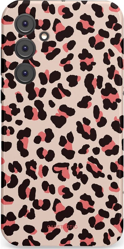 Casetastic hoesje geschikt voor Samsung Galaxy A35 - Dubbellaagse bescherming - Tropische Panter - Fashion Case - Zand Zwart Koraal