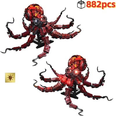Mechanische Octopus Bouwstenen Creatieve Doe-het-zelf Set voor Kinderen Kerst Verjaardag Cadeaus Educatief Bouwspeelgoed no box black