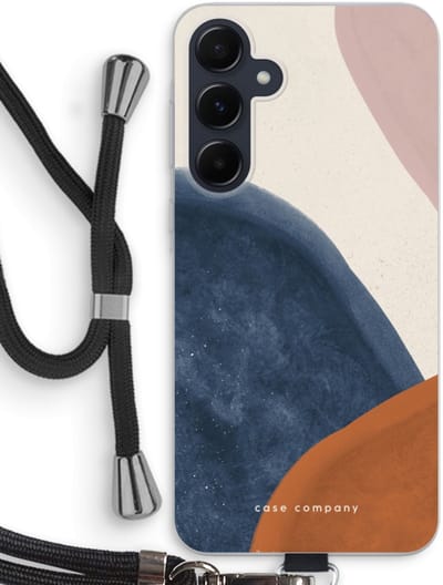 Case Company® - Hoesje met koord geschikt voor Samsung Galaxy A55 hoesje met Koord - Geo #1 - Telefoonhoesje met Zwart Koord - Bescherming aan alle Kanten en Over de Schermrand