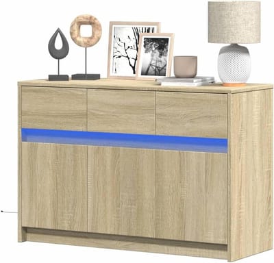 Tv-kast met ledverlichting - Tv-meubel commode - Woonkamer inrichten - RGB sfeerverlichting - 91 x 34 x 61 cm - Sonoma-eiken