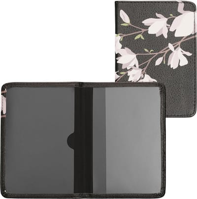 kwmobile hoes voor kentekenbewijs en rijbewijs - Omslag met pasjeshouder in taupe / bruin / zwart - Imitatieleer - Magnolia design