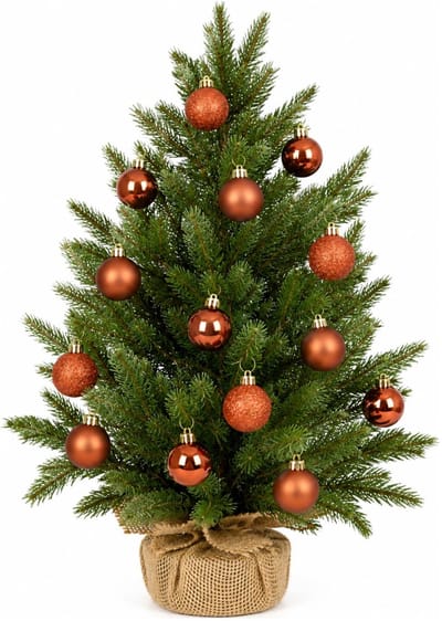 Feeric Mini kerstballen - 14x st - pompoen oranje - D3 cm - kunststof - kerstversiering