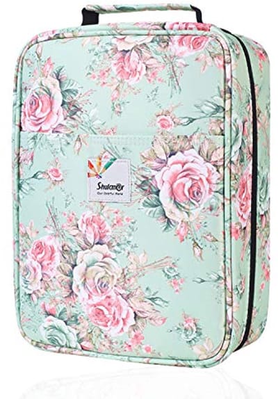 270 Slots Pencil Case voor Kleurpotloden en Gelpennen - 5-laags Organisator met Ritssluiting - Groen Roos