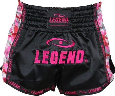 Legend Sports Kickboksshort Camo Dames Satijn Zwart/roze Mt Xs