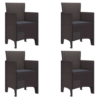 vidaXL Tuinstoel met kussen 4 pcs Bruin 53 x 49 x 85 cm Polypropyleen