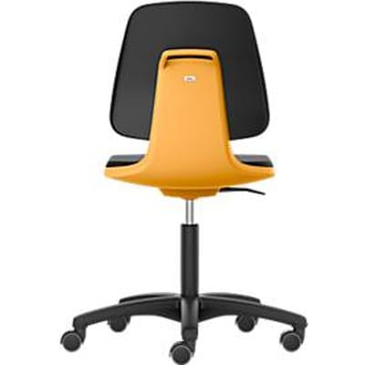 LABSIT labostoel, zonder armleuningen, met wielen, hoogte rugleuning 420 mm, kunstleer, oranje
