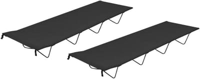 Campingbedden 2 stuks - Opklapbedden Veld - Buiten slapen - Stabiel staal frame - 180 x 60 cm - Zwart