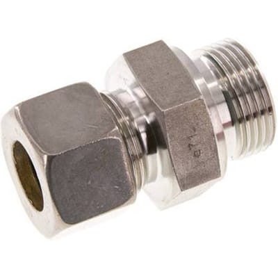 G 1'' Buitendraad x 20S RVS Rechte Knelfitting met FKM Afdichting 400 Bar DIN 2353 - FL2S-MO-STFP-100G-20-S