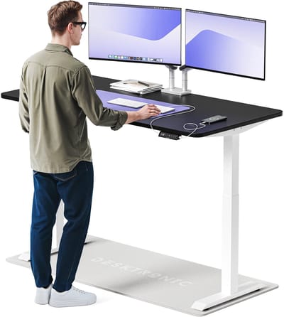 Desktronic HomeOne Zit-sta Bureau Elektrisch In Hoogte Verstelbaar, 160x80cm, Wit/Zwart, Stille Dubbele Motor, Hoogte 72-119cm