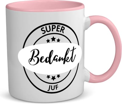 Akyol - super bedankt juf koffiemok - theemok - roze - Juf - beste juf - school - verjaardagscadeau - afscheidscadeau - kado - gift - geschenk - 350 ML inhoud