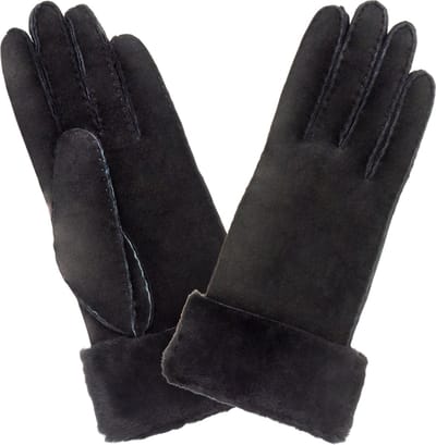 Petit Bois Handschoen Dames - Leer - Maat 7,5 - Omgekeerd lam - Zwart