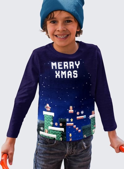 Starry Indigo - KerstKleding / Christmas T-Shirt | kerst cadeau | Unisex | Blauw | Kind 9 - 10 jaar | Maat 140