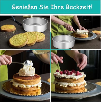 Ronde Bakvorm 20cm Roestvrij Staal, Set van 3 Stuks, Diepte 7cm, Hoogwaardige Cakevorm voor Perfecte Taarten, Vaatwasserbestendig en Veilig in Gebruik