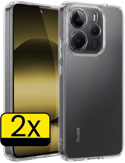 Hoesje - 2 Stuks - Geschikt voor Xiaomi Redmi Note 14 5G - Sterk & Shockproof - Case Siliconen - Back Cover - Telefoon Hoes - Telefoonhoesjes - Transparant