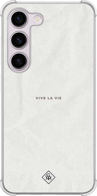Casimoda® hoesje - Geschikt voor Samsung Galaxy S23 Plus - Vive La Vie - Shockproof case - Extra sterk - TPU/polycarbonaat - Multi, Transparant