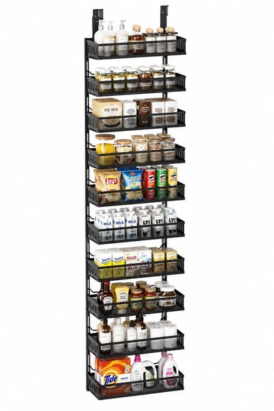 Home & Beyond® Hangende Deur Organizer met 10 Lagen - Metalen Opbergrek voor Keuken, Badkamer en Voorraadkast - Zwart