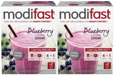Modifast Weight Control Milkshake Blueberry - 2 x 8 x 55 gr - Voordeelverpakking