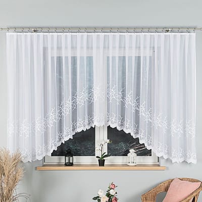 Markizeta Bakaro Serie - Witte Jacquard Geknipte Gordijn - 520x160 cm - Delicaat Onderkant