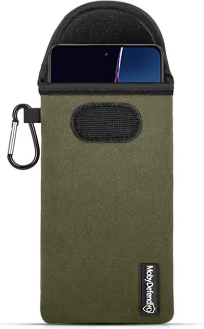 MobyDefend Hoesje - Geschikt voor OnePlus Nord CE 4 - Neopreen Pouch Met Karabijnhaak - Insteek - Riemlus - Groen