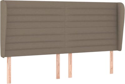 vidaXL - Hoofdbord - met - randen - 203x23x118/128 - cm - stof - taupe