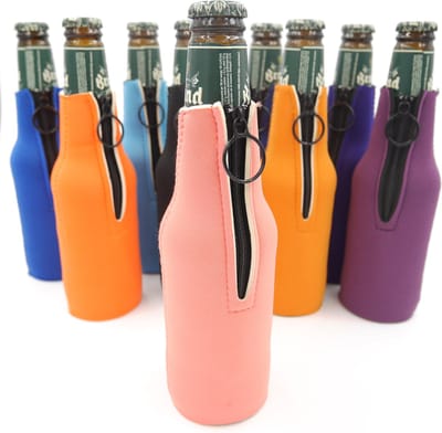 Koelhouder / koelhoud / isolatie hoesje voor 30 cl (bier)flesjes kleur roze