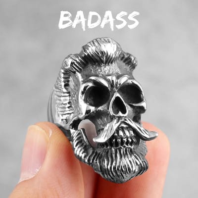 Badass Gentleman Schedel Roestvrij Staal Herenringen Gotisch Punk Hip Hop voor Mannelijke Vriend Biker Sieraden Creativiteit Cadeau 14