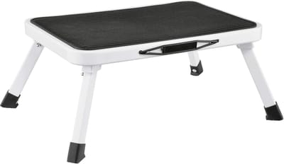 SVGCommerce - Step stool - Vouwbare trap - Zwart/Wit - Maximaal 150 kg - Handig voor hoge kasten - Ideaal voor keuken en badkamer