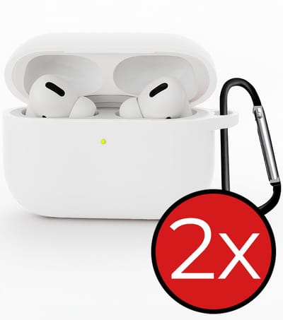 Hoesje - Geschikt voor Apple Airpods Pro 3 - Siliconen Hoes met Clip - Silicone Case Cover - Wit