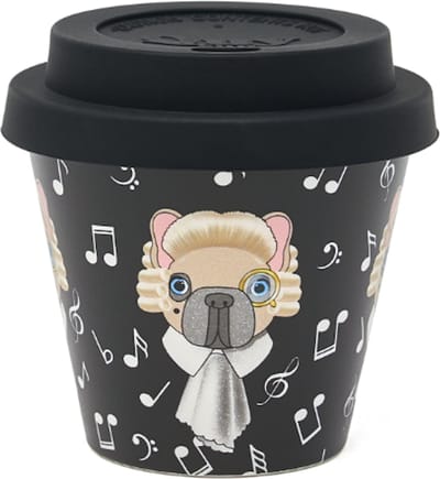Quy Cup - 90ml Ecologische Reis Beker - Espressobeker “Mozart” met Zwarte Siliconen deksel