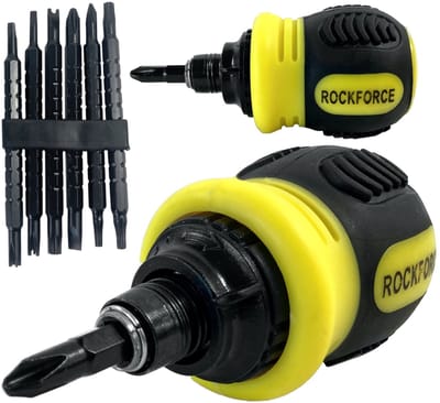 Rockforce - Schroevendraaier met Ratelsysteem - Dubbelzijdige Bithouder - CR-V Staal - Snelwisselsysteem - Bitlengte 83mm