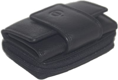 Oi zwart leren mini portemonneetje met ritsvak / super klein herenbeursje of damesbeursje voor contant geld / afsluitbaar klein rits portemonneetje zonder plaats voor pasjes / mini Trifold beursje afsluitbaar / zwart leer / 412