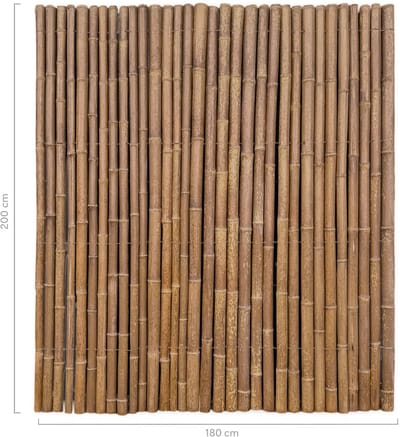 Masters of Bamboo® Bamboemat Halfrond - 180 x 200 cm - Zwart - Bamboe schutting op rol - Bamboe mat
