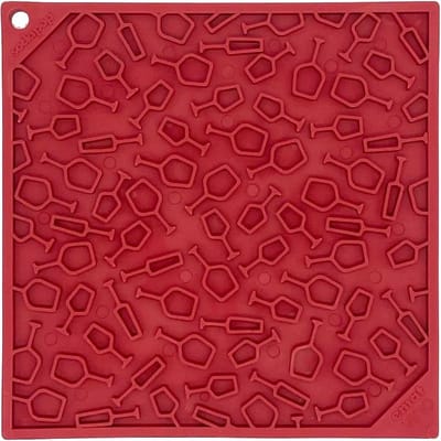 Sodapup - Lickmat Vino Design Large - rood - 20 x 20 cm - vaatwasbestendig