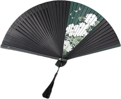 Bloemenpatroon Handventilator - Hanfu Cheongsam-accessoires - Opvouwbare Ventilator met Kwastjes - Japanse Elegant