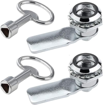 2 STKS Elektrische en Gas Meter Box Lock met Driehoek Socket Key, Kast Cam Lock Meter Box Latch Kast Key Post Box Lock Metro Trein Deurslot Wheelie Bin Lock