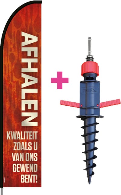 Beachflag - Afhalen - Vlag + Grondboor + Rotator + Hengelsysteem + Draagtas - Actievlag.nl