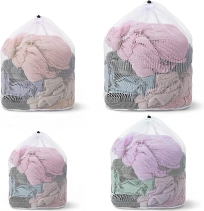 Netwaszakken voor wasgoed - 4 stuks, groot en robuust, ideaal voor delicate kleding en wasmachinegebruik, 78,7 x 58,4 cm
