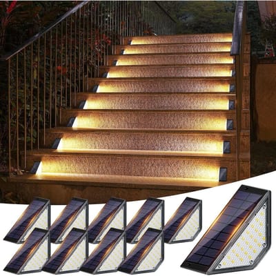 GELLDG Solar Tuinverlichting – 10-pack – LED-landschapsverlichting – Solar padverlichting – Ideaal geschikt voor tuindecoratie, terrassen, schuttingen, paden, treden en trappen – IP65-waterdichtheid – Geschikt voor buitenbalkons en grondmontage