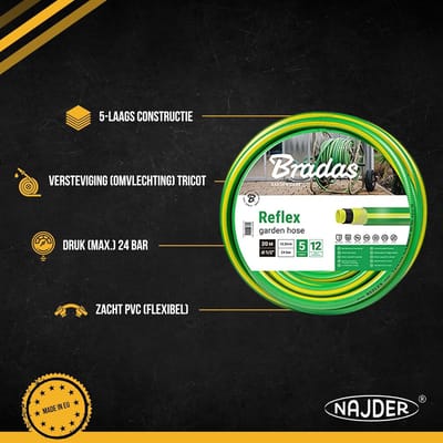 Tuinslang - Flexibele slang - Tuin besproeien - 5-laags versterkt - 1/2 inch - 50 m - Groen