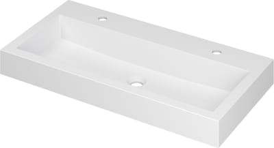 INK® Momento wastafel polystone met 2 kraangaten 90 x 9 x 45 cm, mat wit
