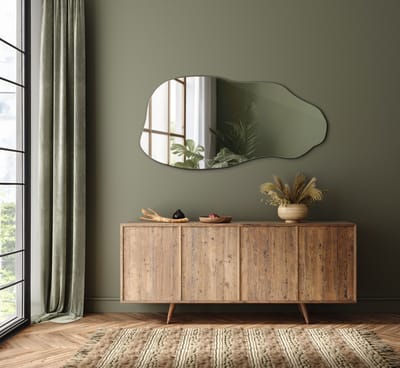 Coloray Asymmetrische Spiegel – Organisch Design in Moderne Stijl, Elegante Wanddecoratie van Hoogwaardig Glas voor Scandinavische en Minimalistische Interieurs - 45 cm x 90 cm