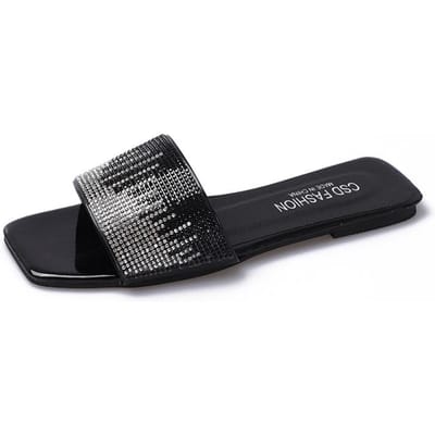 Grote Maat Dames Platte Hakken Zomer Slippers Mode Dames Elegante Slides Schoenen Strand Slippers damesschoenen 39 black